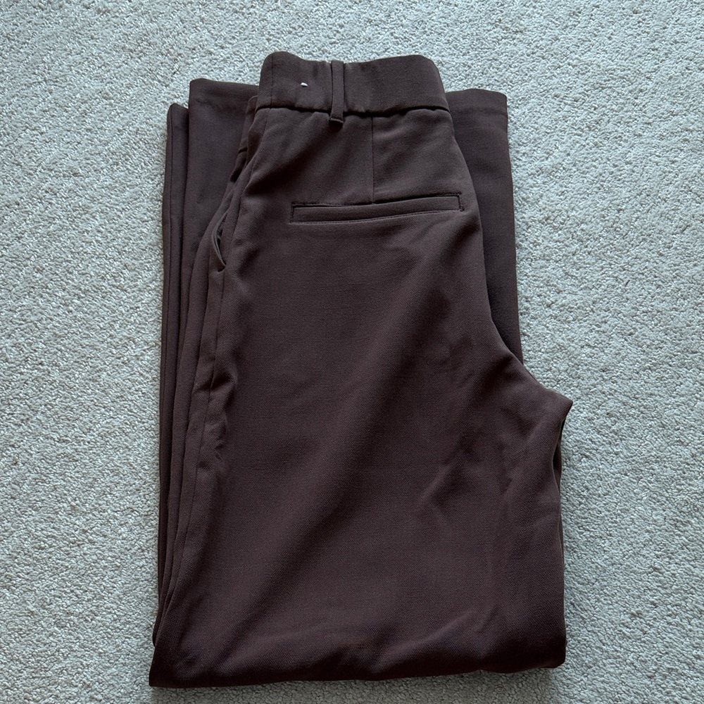 Abercrombie & Fitch Wide Leg Trousers in Chocolate Brown - Picture 2 of 2